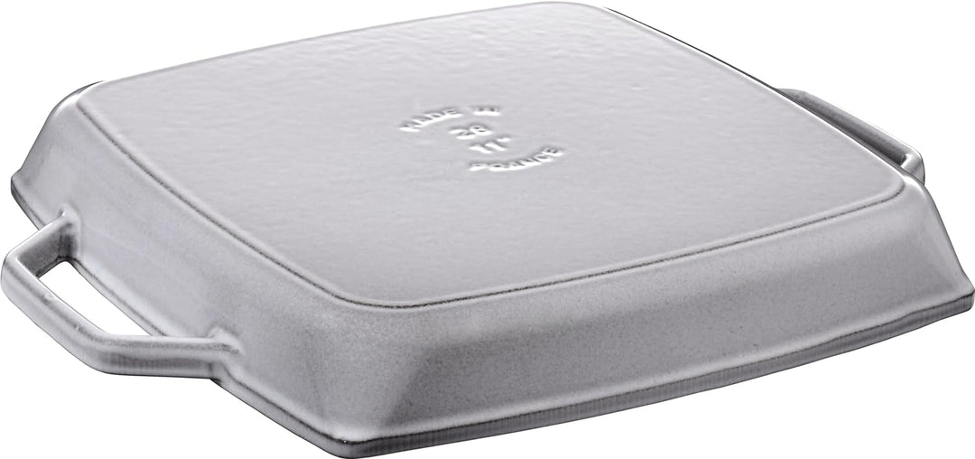 Staub 40511-684-0 Grillpfanne, rechteckige mit zwei Griffen, 28 cm, Gusseisen, grau Grau 39 x 32,5 x