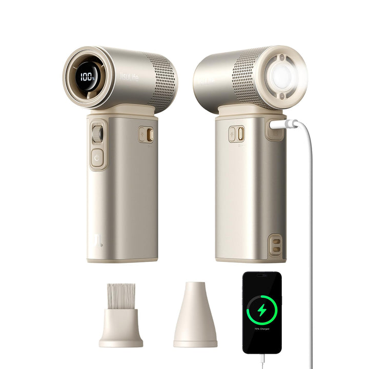 JISULIFE Tragbarer Handventilator 5 in 1, 100 Geschwindigkeiten, max 25 Stunden Akkulaufzeit, 18 W W