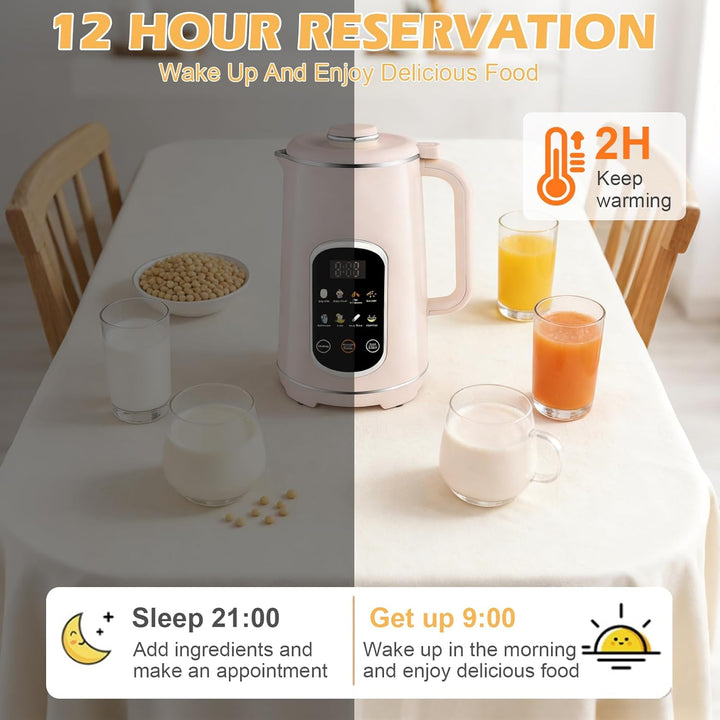 Nussmilchmaschine 8-in-1 mit Icon-Touchpanel, Pflanzenmilchbereiter 1200 ml mit Selbstreinigung, Tim