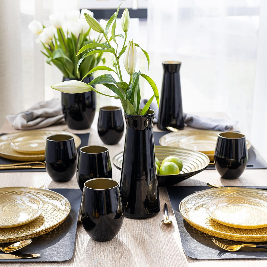 TREND FOR HOME Schwarze Trinkgläser Set 580 ml Weingläser Schwarze Gläser Set von 6 Trinkgläser Gros