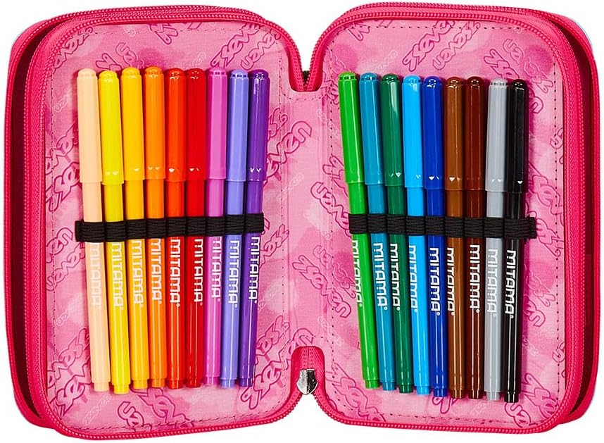 Seven Federmäppchen, Mäppchen, Mehrfarbig, Federtasche für Schreibwaren, Etui komplett mit Bleistift