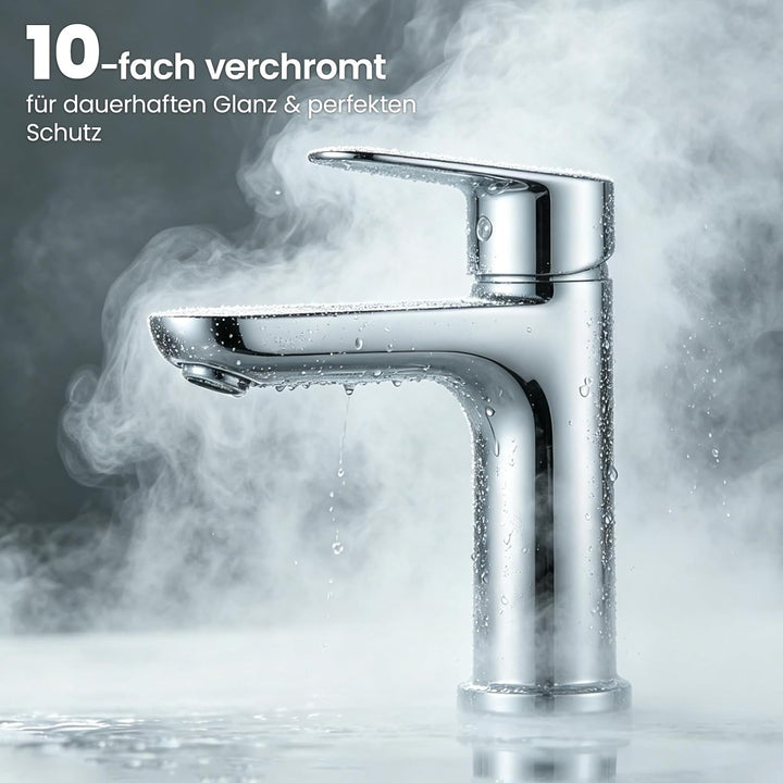 CECIPA Wasserhahn Bad Bleifrei, Waschtischarmatur mit Auslauf Höhe 10cm | Hochdruck Waschbecken Arma