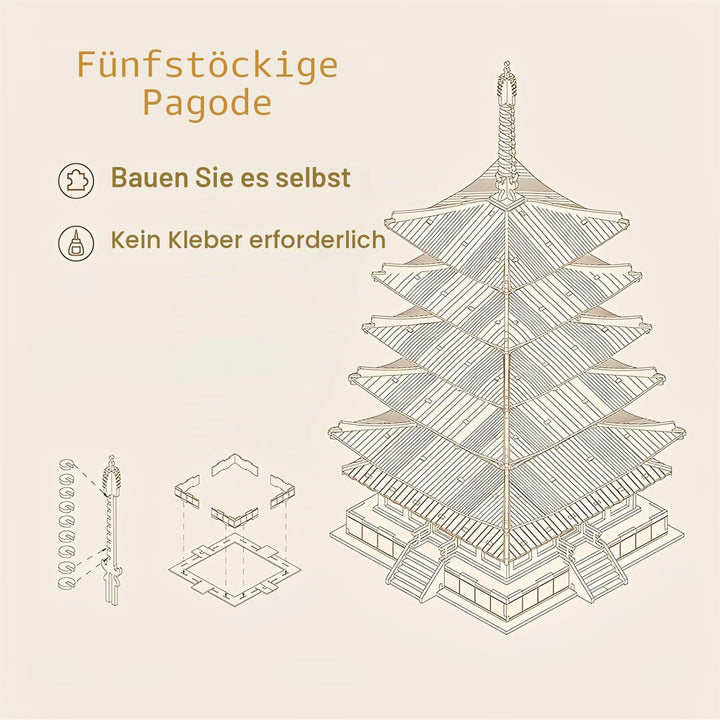 Rolife Pagode Holzpuzzle Modellbausätze-Japanische Architekturmodelle Baukästen 3D Puzzle Erwachsene