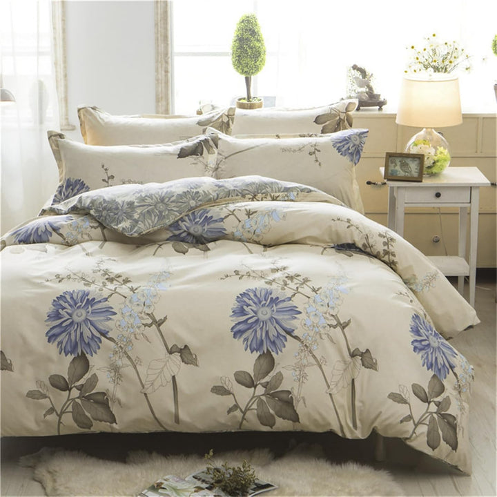 Tospass Bettwäsche 200x220 cm 3 Teilig Blumen Weiss Beige Modern Floral Bettwäsche Set Mädchen Bettb