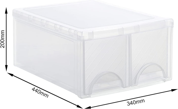 Rotho Frontbox grosse Schubladenbox mit 2 Schüben, Kunststoff (PP) BPA-frei, transparent, twin, twin