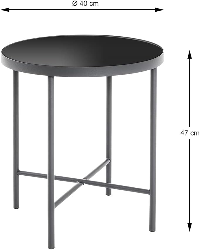 HAKU Möbel Beistelltisch, Metall, anthrazit-schwarz, Ø 40 x H 47 cm, Anthrazit-schwarz