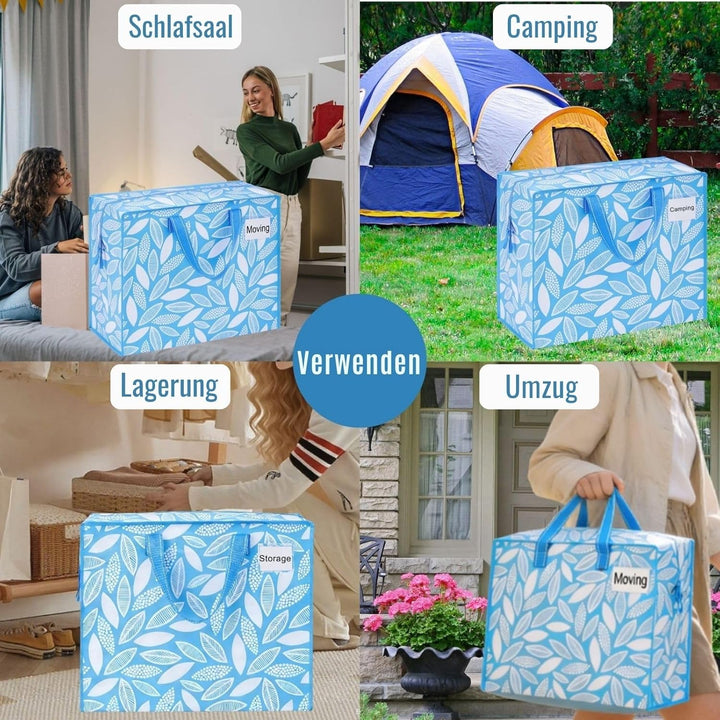 VENO 4 Stück Aufbewahrungstasche mit starke Griffe und Reissverschlüssen für Umzug, Camping, Kleider