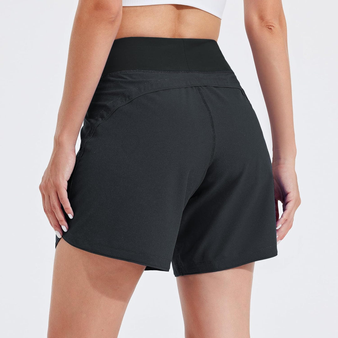 WILLIT Damen 7" Badeshorts Schwimmen Boardshorts Badehose Schnell Trocknend Bikini Shorts High Waist