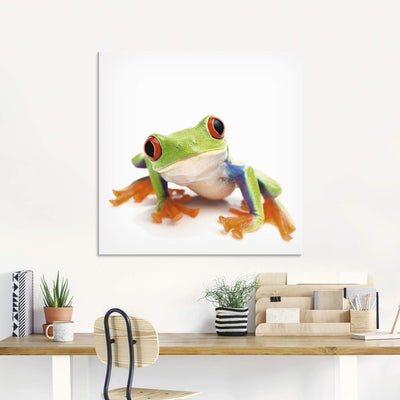 ARTland Glasbilder Wandbild Glas Bild einteilig 60x45 cm Querformat Natur Tiere Amphibien Frosch Lau