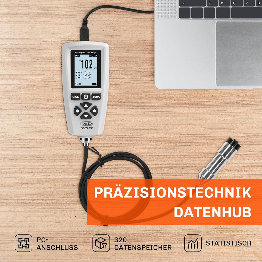 Lackmessgerät auto EC-770SE Schichtdickenmessgerät mit Externer Sonde, Automatische Erkennung mit Sp