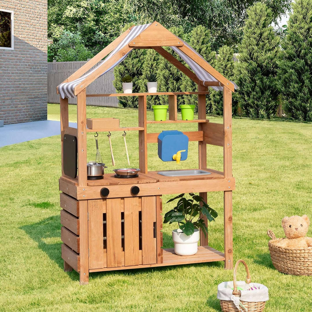 OOOK Matschküche Kinder Outdoor, Outdoor Küche Kinder mit Wasseranschluss, Spielzeug ab 3 Jahre mit