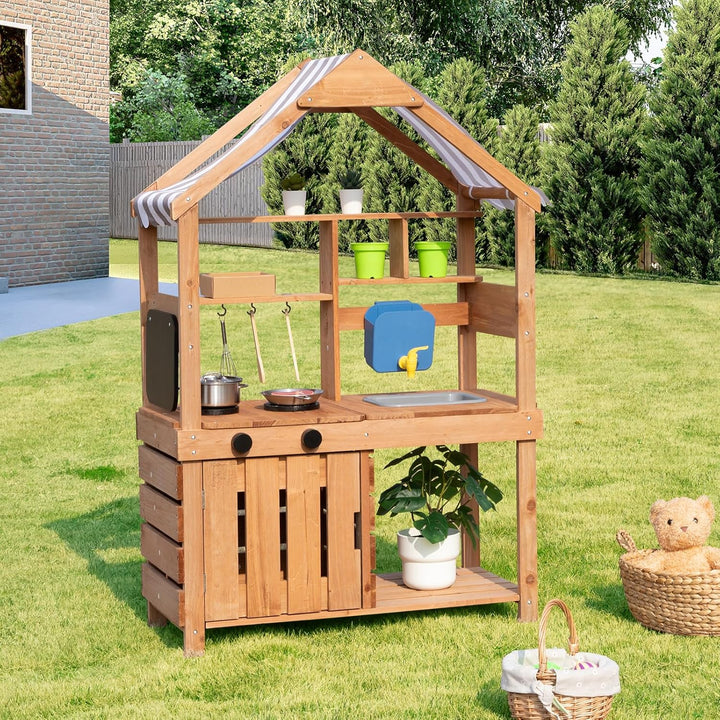 OOOK Matschküche Kinder Outdoor, Outdoor Küche Kinder mit Wasseranschluss, Spielzeug ab 3 Jahre mit
