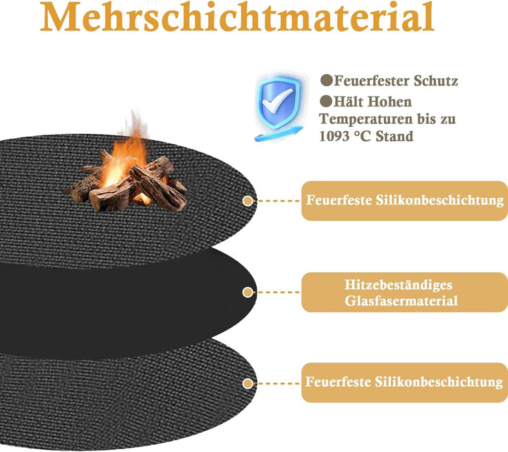 Qivine 120cm Grillmatte Bodenschutz Rund, Antihaf Grill Unterlage Boden Wiederverwendbar, Hitzebestä