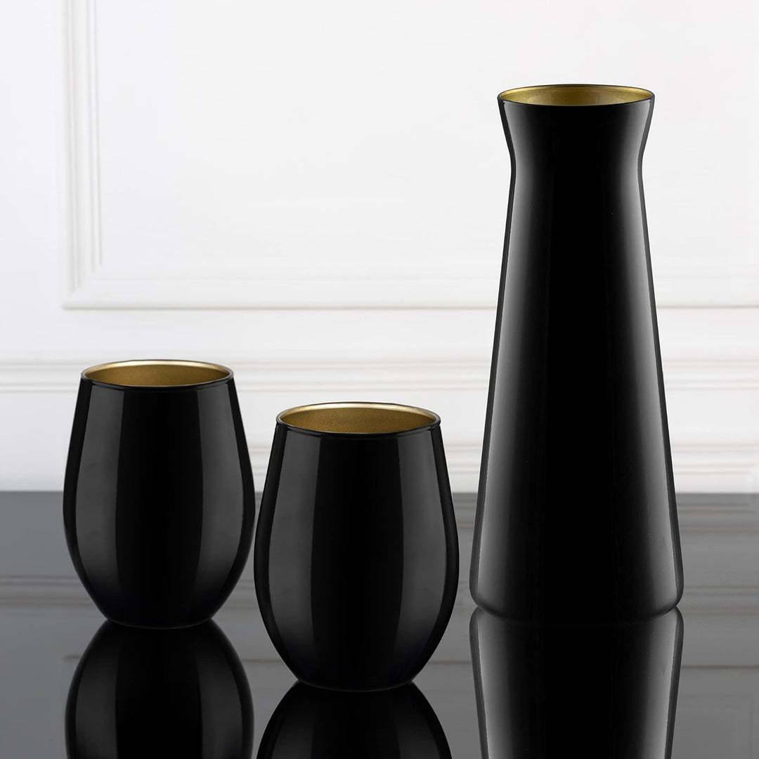 TREND FOR HOME Schwarze Trinkgläser Set 580 ml Weingläser Schwarze Gläser Set von 6 Trinkgläser Gros