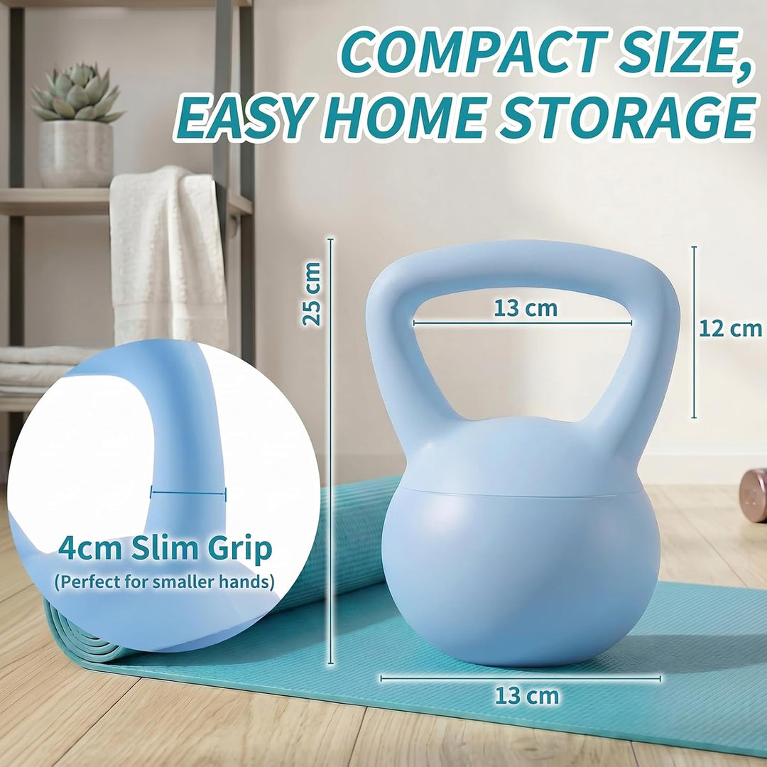 Soft Kettlebell 4-12kg - Bodenschonend und Leise, Eisensand-Kugelhantel mit ergonomischem Griff für