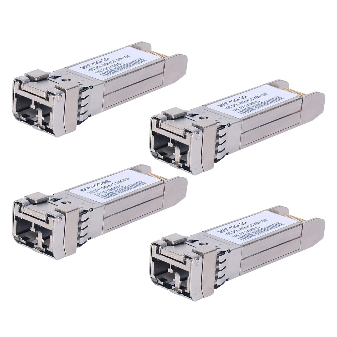 4 Stück 10G Sfp LC MMF300m 10GBase-SR SFP+ Transceiver, 10G 850nm MMF, bis zu 300 Meter, Kompatibel