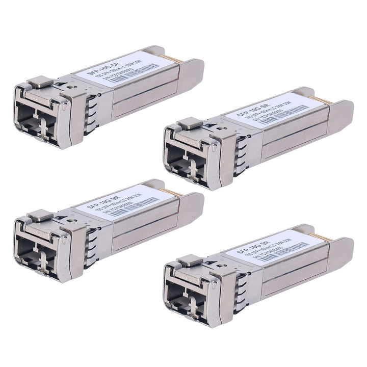 4 Stück 10G Sfp LC MMF300m 10GBase-SR SFP+ Transceiver, 10G 850nm MMF, bis zu 300 Meter, Kompatibel