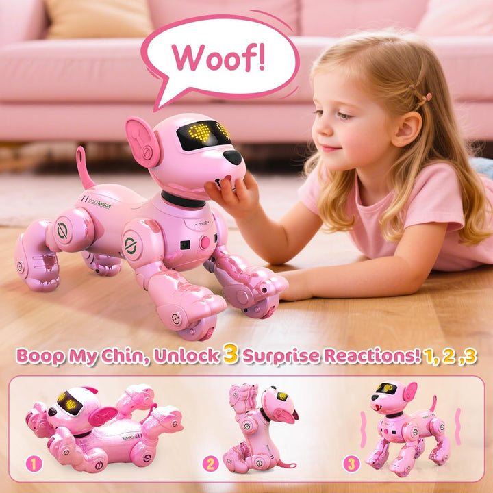 VATOS Ferngesteuerte Roboter Hund Kinder mit 2 Batterien,Programmierbarer Roboterhund mit 17 Interak
