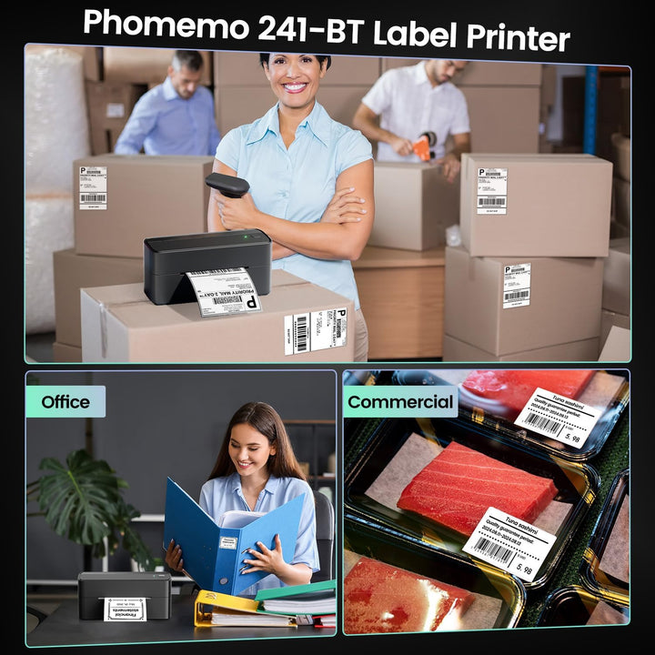 Phomemo 4"x6" Thermal Direct Shipping Etikett,500 Stk 4x6 selbstklebendes Thermo-Versandetikettenpap