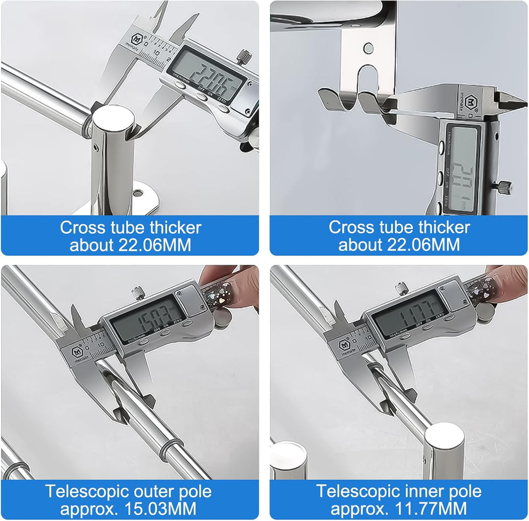 Amexo Handtuchstange Edelstahl Ausziehbar 43–75cm, Handtuchhalter mit Haken Schrauben Kleber, Silber