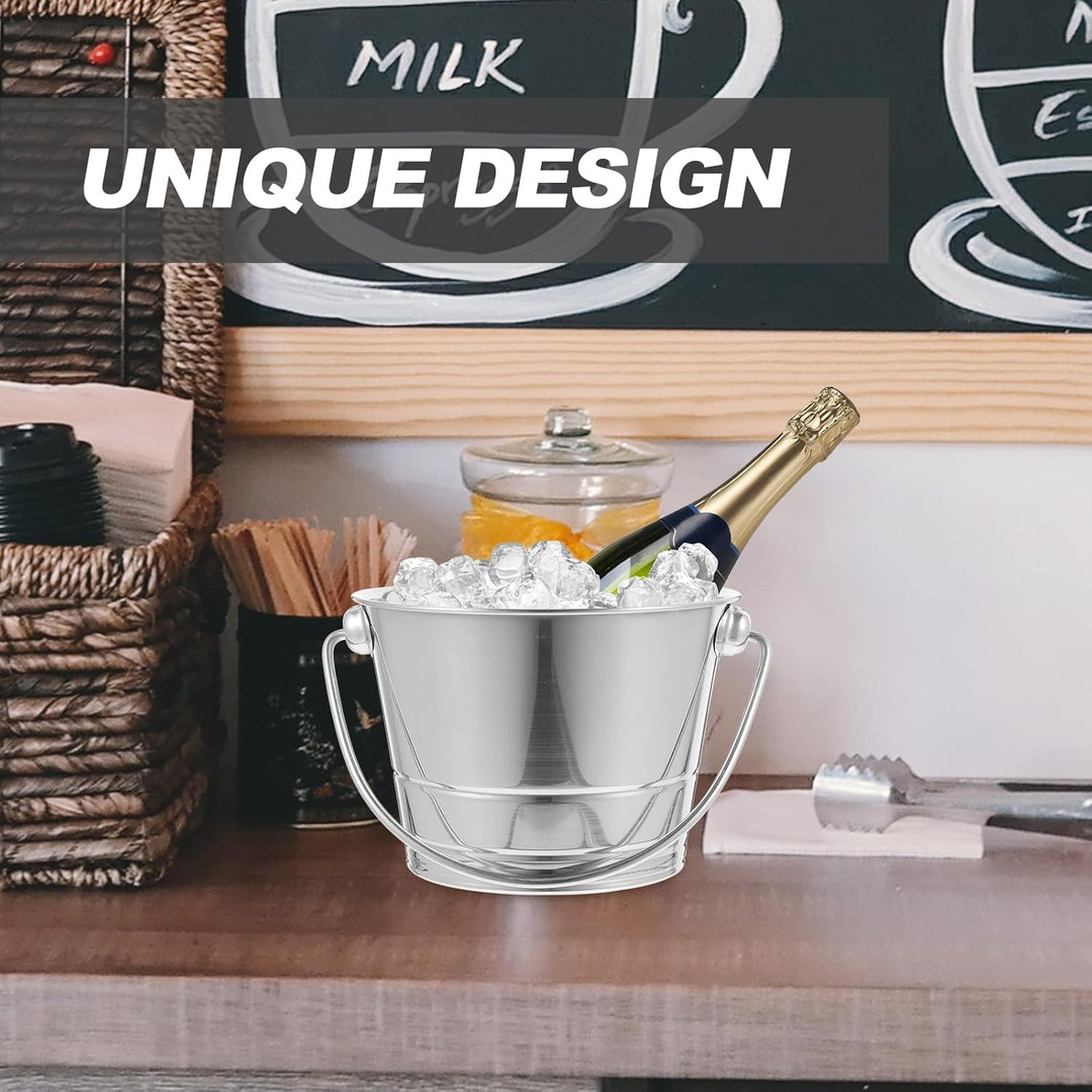 DOITOOL Edelstahl Eiskübel 1L Mit Deckel Und Tragbarem Griff Multifunktionaler Eiswürfelbehälter Für