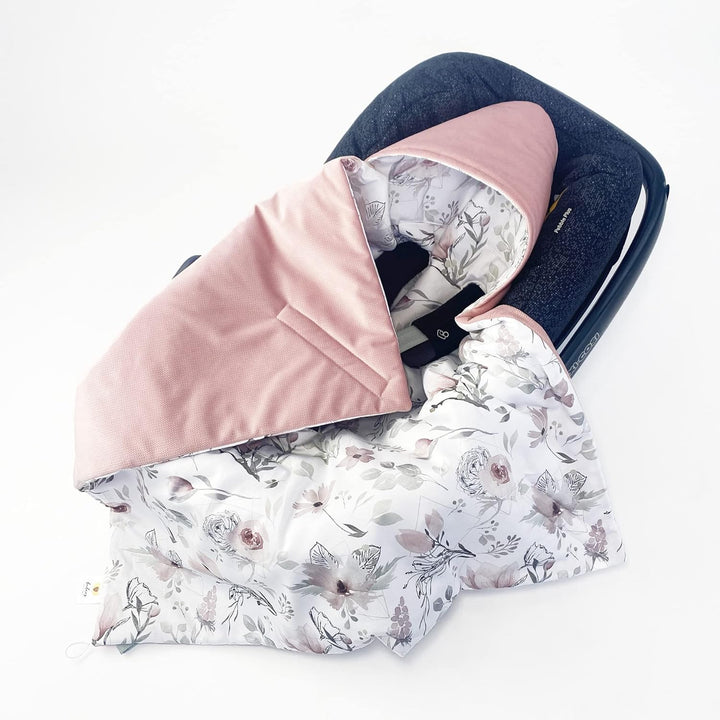 BABEES Einschlagdecke für Babyschale Autositz, Universal, Frühling Sommer Minky Baby Decke mit Klett
