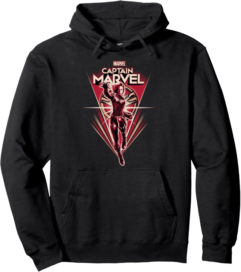 Captain Marvel Red Hue Portrait Action Pose Pullover Hoodie