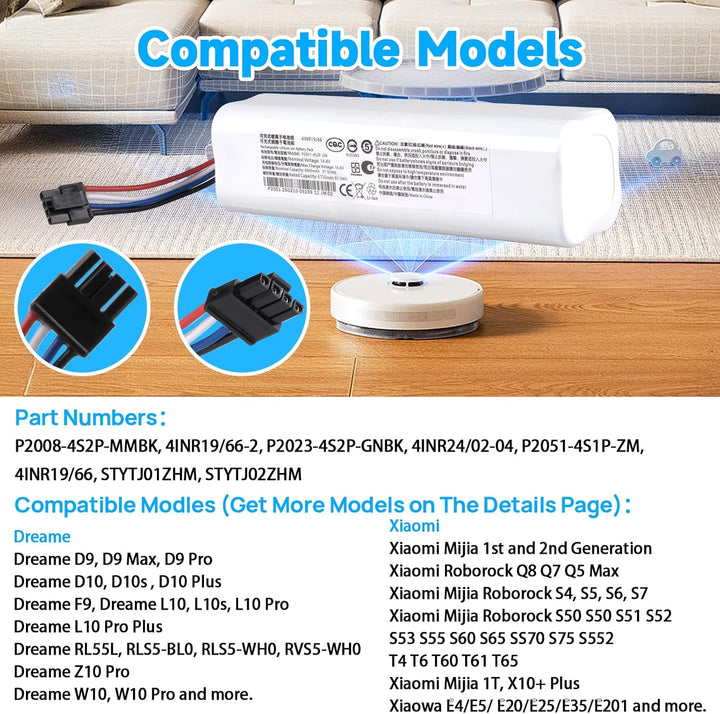 6800 mAh Akku kompatibel mit Dreame D9 D9 Pro D9 Max, D10 D10S D10 Plus, L10 L10S L10 Pro L10 Plus,