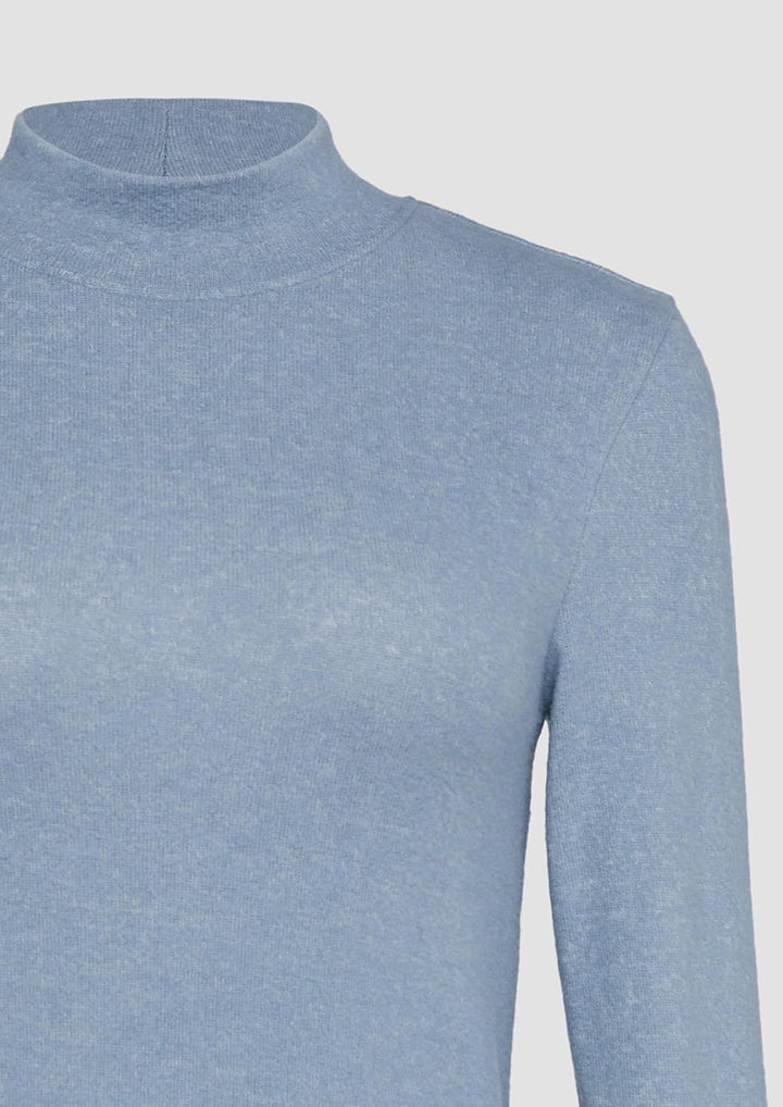 QS Damen Softes Longsleeve aus Viskosemix Langarmshirt mit Stehkragen (1er Pack) M Blue 52w0, M Blue