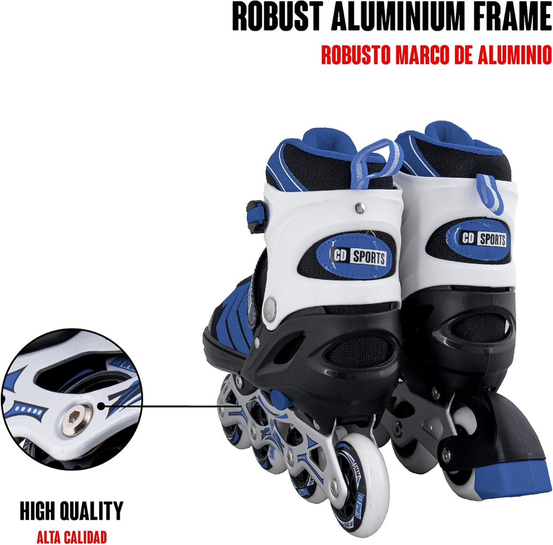 Calma Dragon Inline-Skates, grössenverstellbar, Profi-Skates für Erwachsene und Kinder, 4 Rollen, Sc