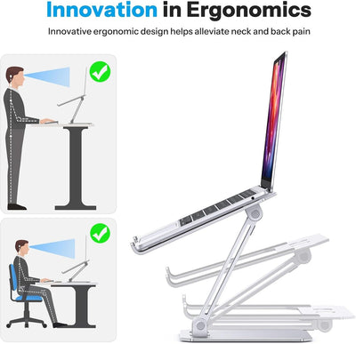 OMOTON Laptop Ständer Höhenverstellbar, Ergonomischer Aluminium Faltbarer Notebook Ständer, Laptop H