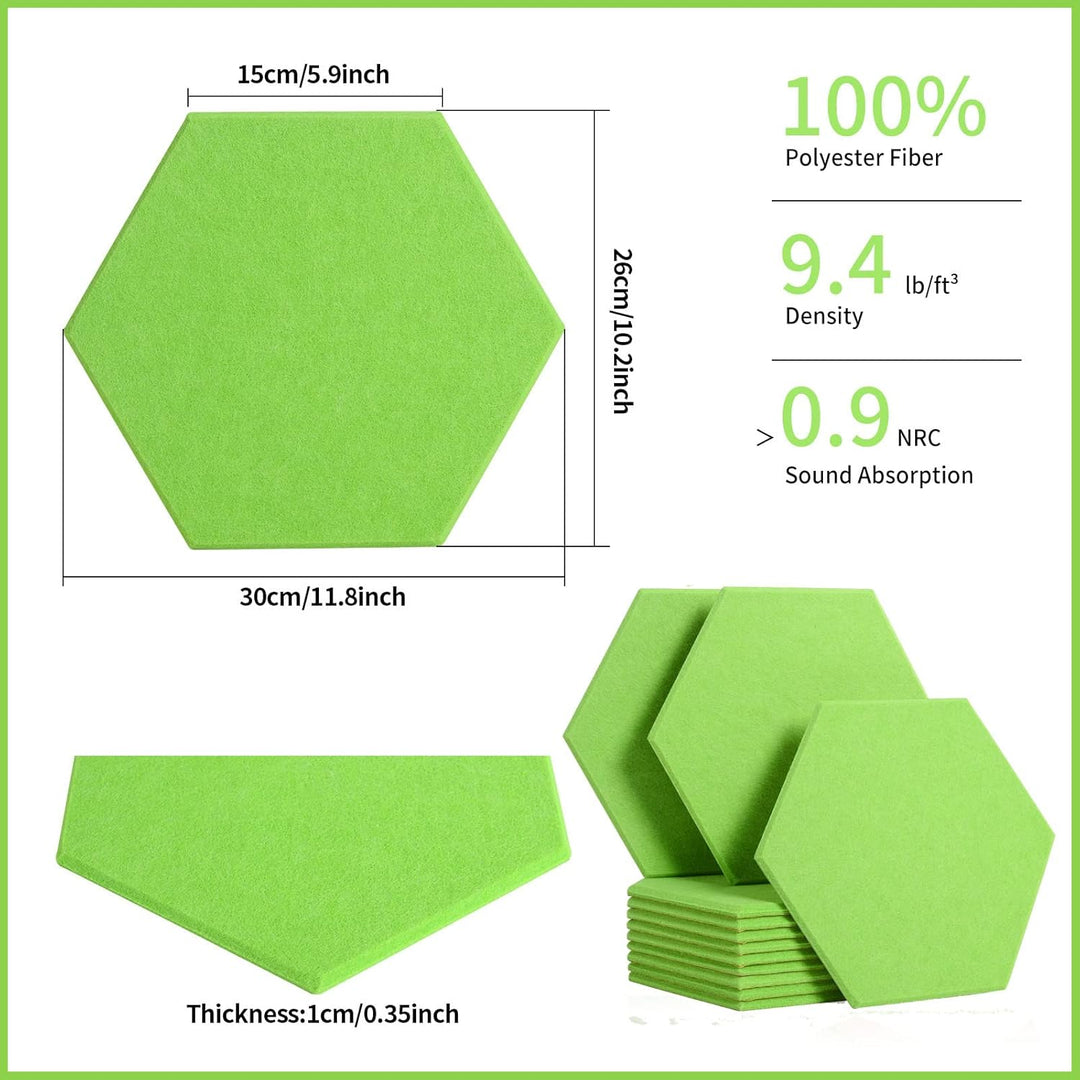 Rdutuok 12 Stück Akustik Panel,30x26x1cm Hexagon Akustik Absorber Schallschutzplatten Akustikpaneele