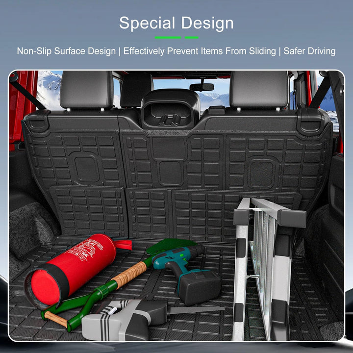 xipoqix Kofferraummatte kompatibel mit Jeep Wrangler JL Unlimited 4X4 TPE Cargo Liner Kofferraummatt
