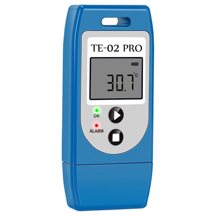 ThermElc TE-02Pro Temperatur Datenlogger, LED-Lichtwarnung für Temperatur, MKT, –30 bis +60 °C und e
