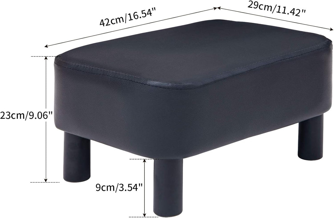 YMYNY Rechteckiger Fusshocker Sitzbank, 42 x 29 x 23 cm, Gepolsterter Hocker aus PU-Leder, mit Holzb