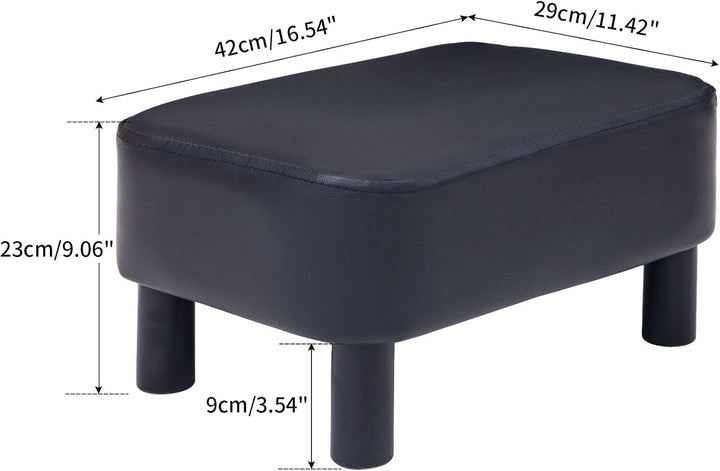 YMYNY Rechteckiger Fusshocker Sitzbank, 42 x 29 x 23 cm, Gepolsterter Hocker aus PU-Leder, mit Holzb