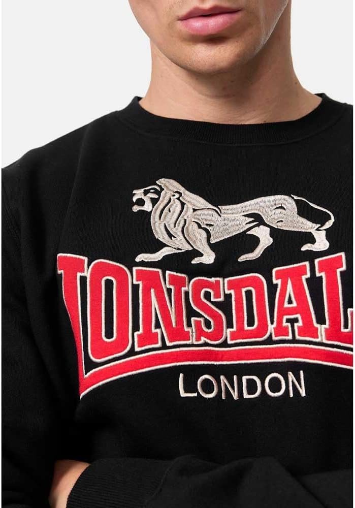 Lonsdale Herren Lawins Sweatshirt L Black/Red/Grey, L Black/Red/Grey