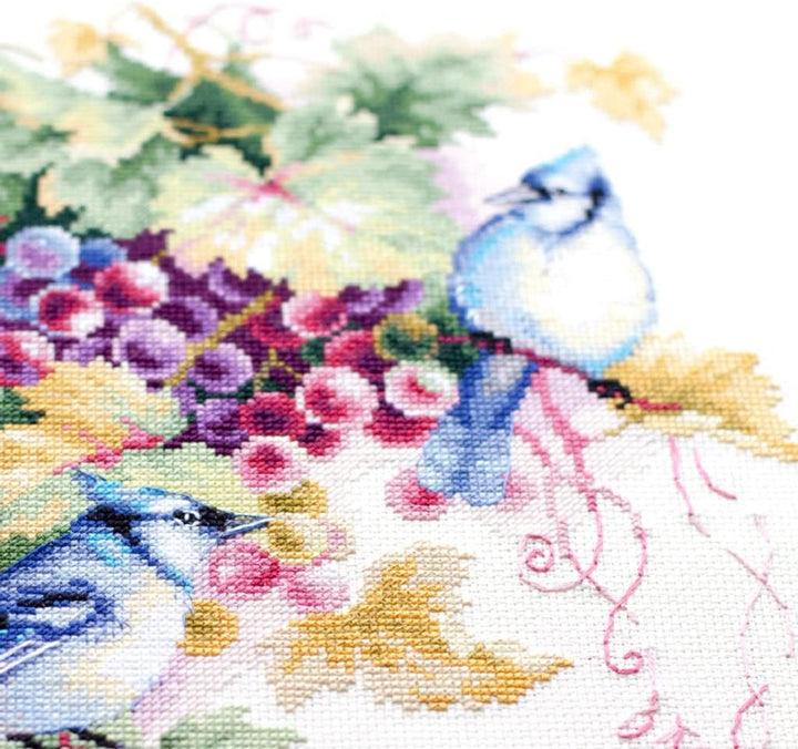 Magic Needle 130-022 ZW Blauhäher und Weintraube Kreuzstichset mit Zählmuster Zweigart Edition, Baum