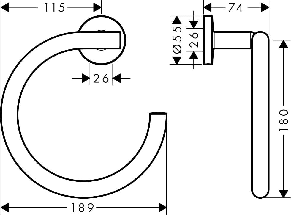 hansgrohe Logis Universal Handtuchring/Handtuchhalter rund (Badzubehör) Chrom, Handtuchring