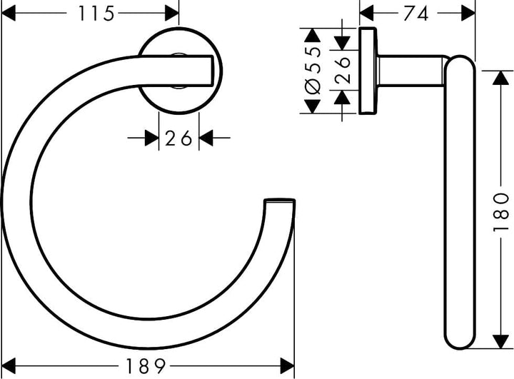 hansgrohe Logis Universal Handtuchring/Handtuchhalter rund (Badzubehör) Chrom, Handtuchring