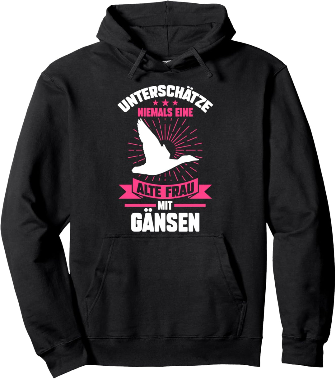 Alte Frau mit Gänse Oma Grossmutter Gans Pullover Hoodie