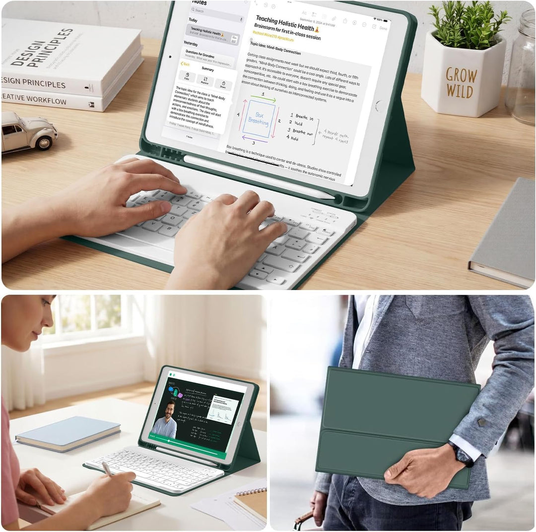 ZOYU Hülle mit Tastatur für iPad 9. Generation 2021/iPad 8. Generation 2020/iPad 7. Generation 2019,