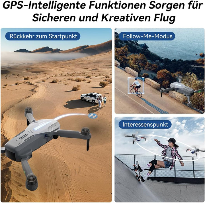 B16 GPS Drohne mit Kamera 4K für Erwachsene, Bürstenloser Motor, 5G FPV RC- Quadrocopter mit Auto Rü