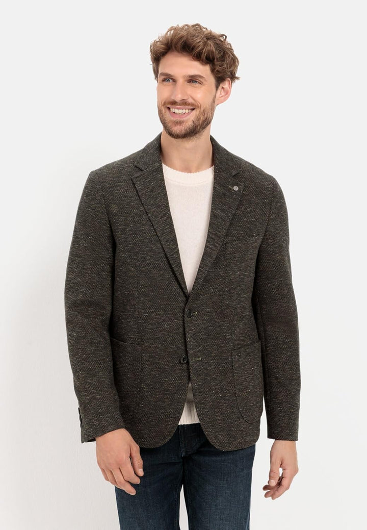 camel active Herren Casual Sakko aus einem Baumwolljersey 27 Dunkelgrün, 27 Dunkelgrün