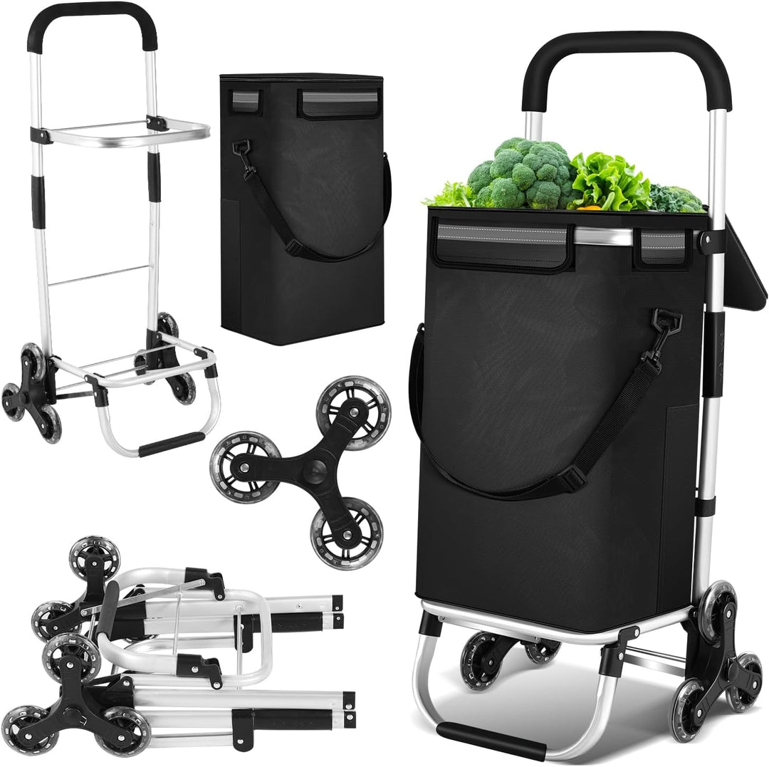 Einkaufstrolley Klappbar 40 Liter Einkaufswagen mit Kühlfach Einkaufstrolley Treppensteiger, Abnehmb