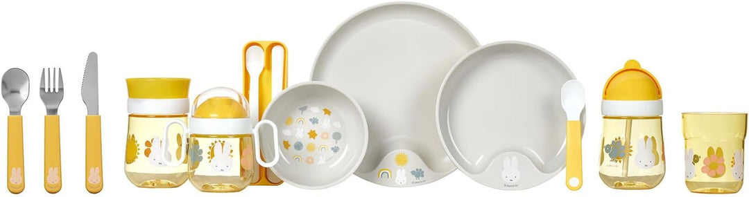 Mepal Mio - Lernteller mit Lernlöffel - Miffy Explore - rutschfester Kinderteller, handliche Kinderl