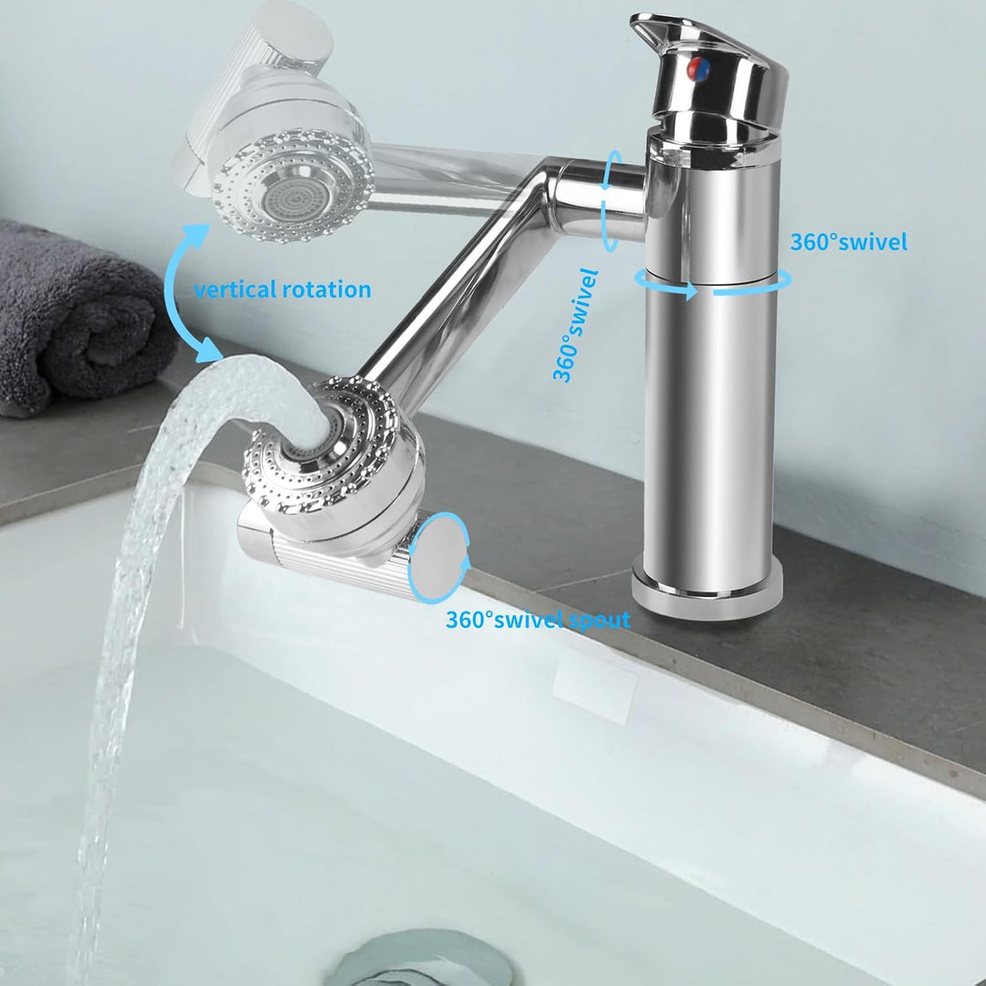 Wasserhahn Küche Flexibel 360° Drehbar Wasserhahn Bad Silber | 2 Modi Wasserabgabe Waschtischarmatur