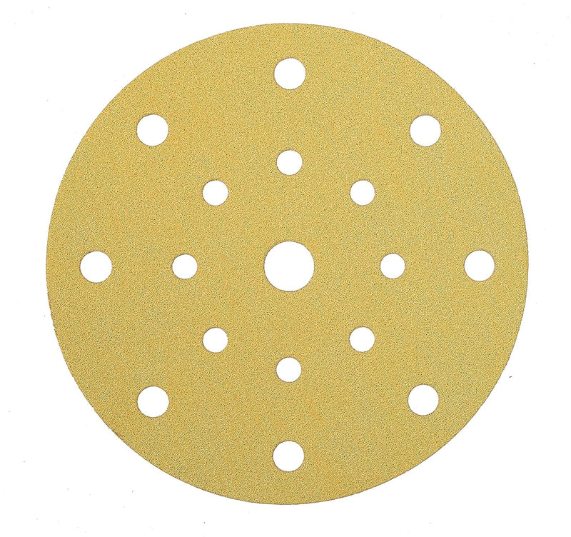 Mirka Gold Universal-Schleifpapier Ø 150mm Klett 17-Loch / Korn P120, 100 Stk / Zum Schleifen von Gi