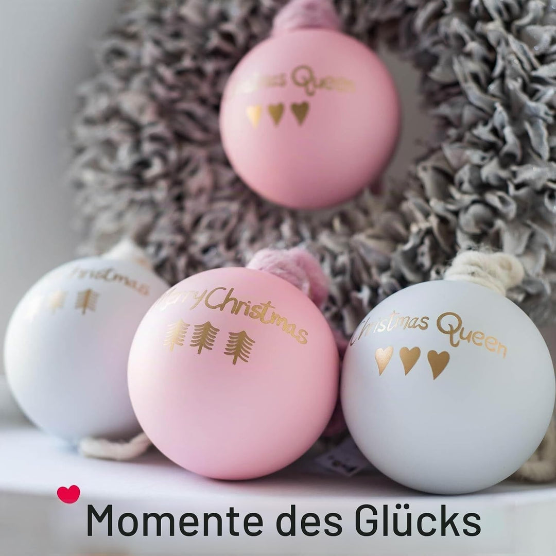 Mea-Living SCHNEEKUGEL Weihnachtsbaum mit LED Beleuchtung, weiss, Glitzer-Schnee, weihnachtliche Tan
