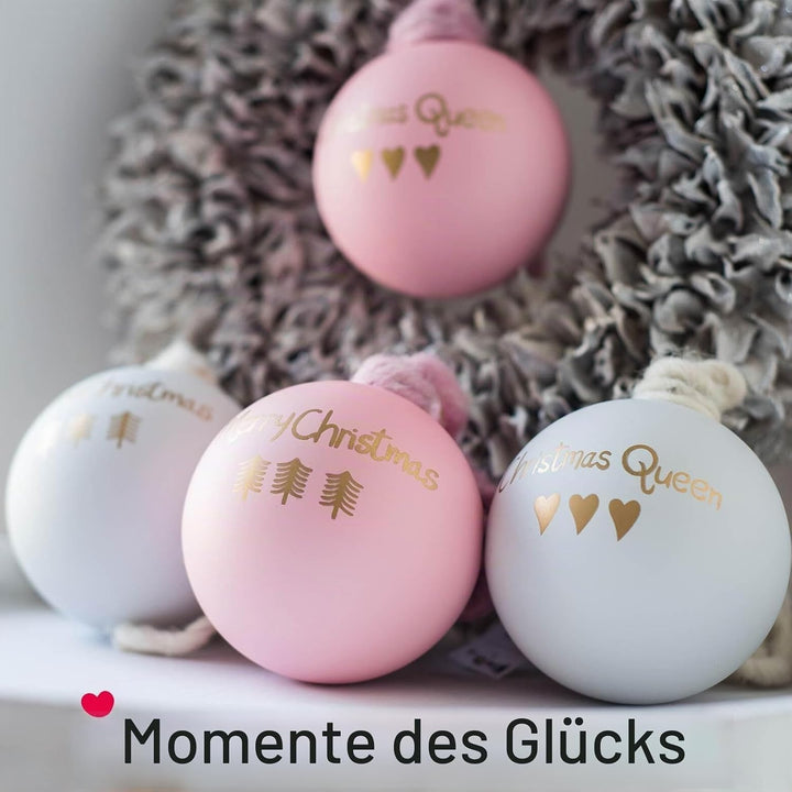 Mea-Living SCHNEEKUGEL Weihnachtsbaum mit LED Beleuchtung, weiss, Glitzer-Schnee, weihnachtliche Tan